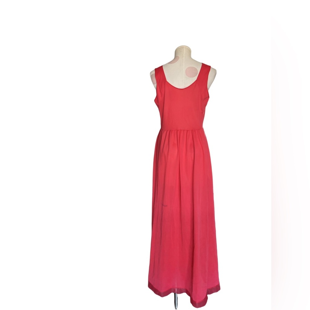 Mod 60s Retro Romantic – Vintage Coral Pink maxi length negligee – Medium - Picture 5 of 8